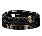 Bracelete caveira banhado a rodio negro